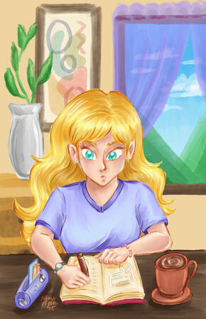 Android wallpaper variant of 'Journal Girl', available free for download