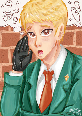 Laios (Dungeon Menshi) dressing up as Loid Forger (Spy x Family)
